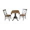 International Concepts Round 42 in Dual Drop Leaf Table, 2 X-Back Chairs, Hickory/Washed Coal, 42 W, 42 L, 29.5 in H, Wood K45-42DP-C613P - alternate 2